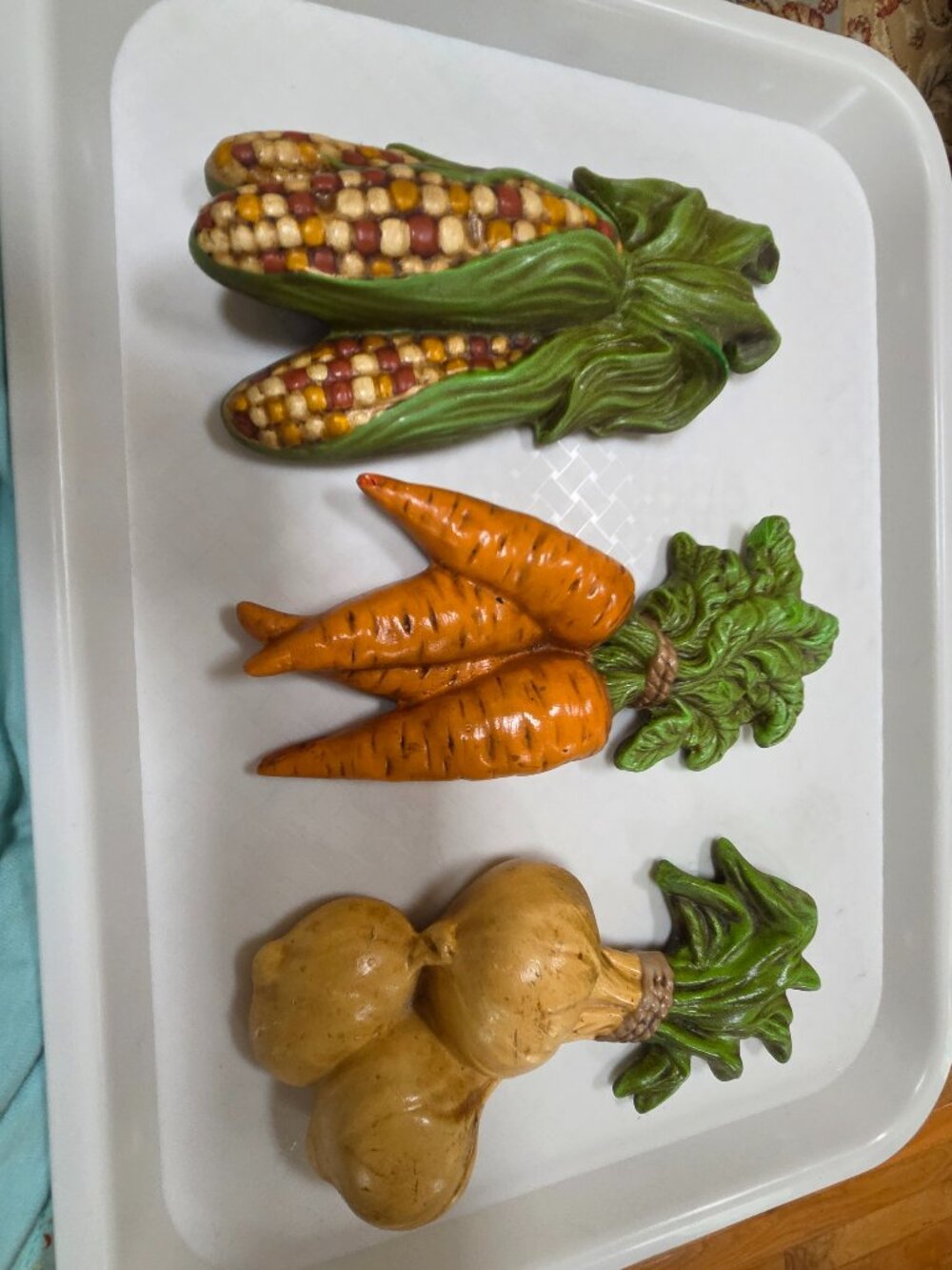 vintage vegetables wall plaques set of three ceramic
